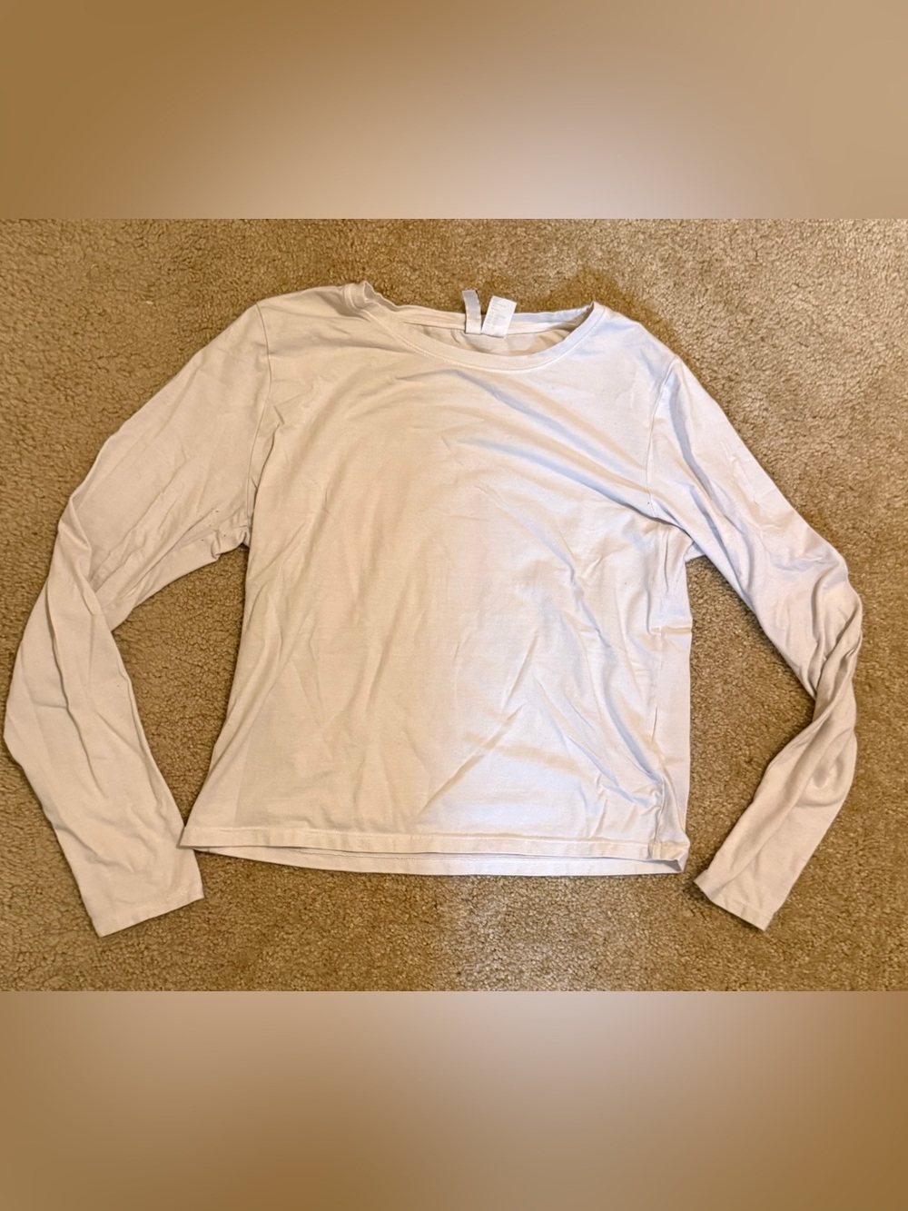 Divided Long Sleeve Crewneck Top - Light Cream
